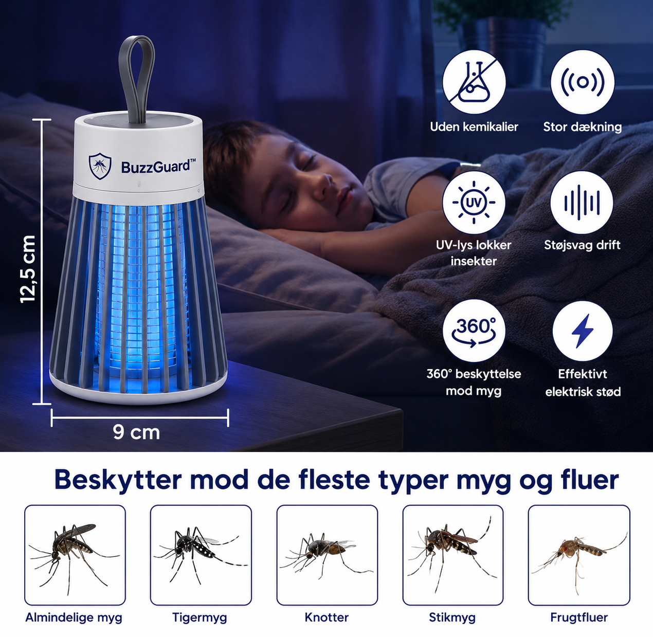 BuzzGuard™ Eliminerer myg i ethvert miljø inden for få minutter.