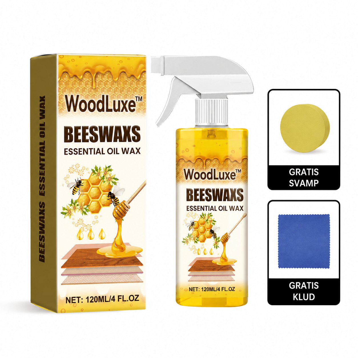 WoodLuxe™  Alt-i-en Bivoks-spray til Træpleje 120ml (1+1 GRATIS)