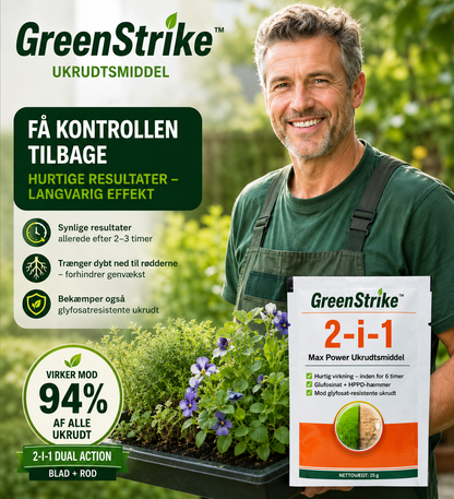 GreenStrike™ 2-i-1 Max Power ukrudtsbekæmper | Se ukrudtet visne allerede inden for 6 timer!