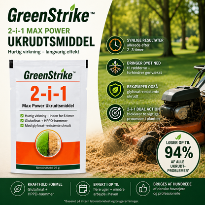 GreenStrike™ 2-i-1 Max Power ukrudtsbekæmper | Se ukrudtet visne allerede inden for 6 timer!