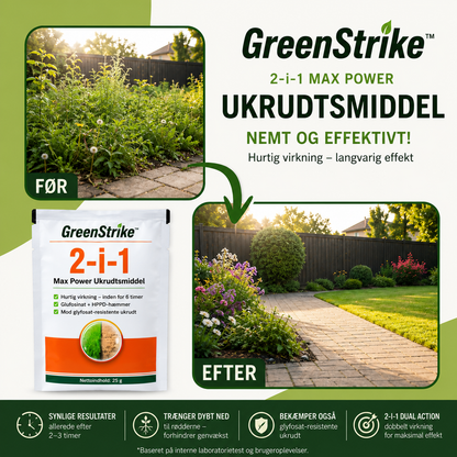 GreenStrike™ 2-i-1 Max Power ukrudtsbekæmper | Se ukrudtet visne allerede inden for 6 timer!