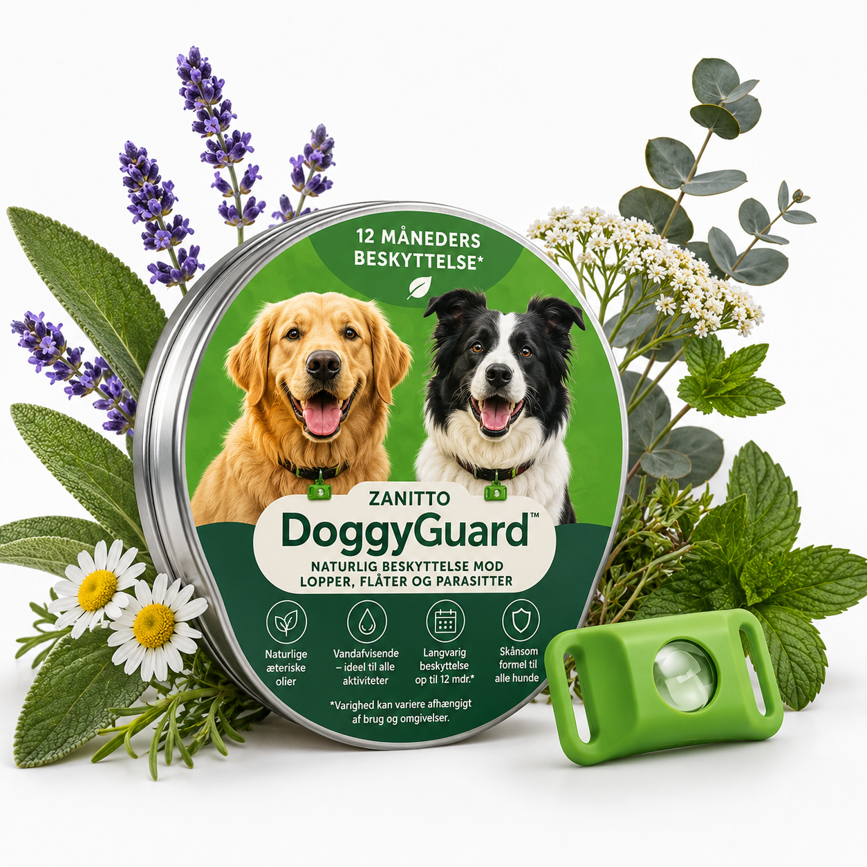 DoggyGuard™ beskyttelseshalsbånd – 12 måneders beskyttelse mod lopper, flåter og parasitter