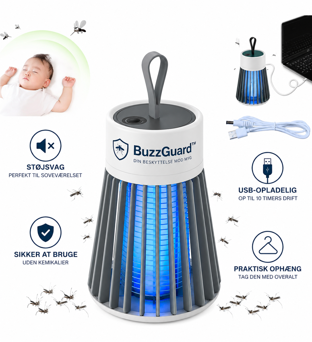 BuzzGuard™ Eliminerer myg i ethvert miljø inden for få minutter.