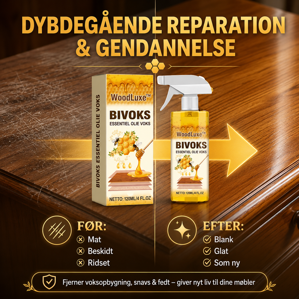 WoodLuxe™  Alt-i-en Bivoks-spray til Træpleje 120ml (1+1 GRATIS)