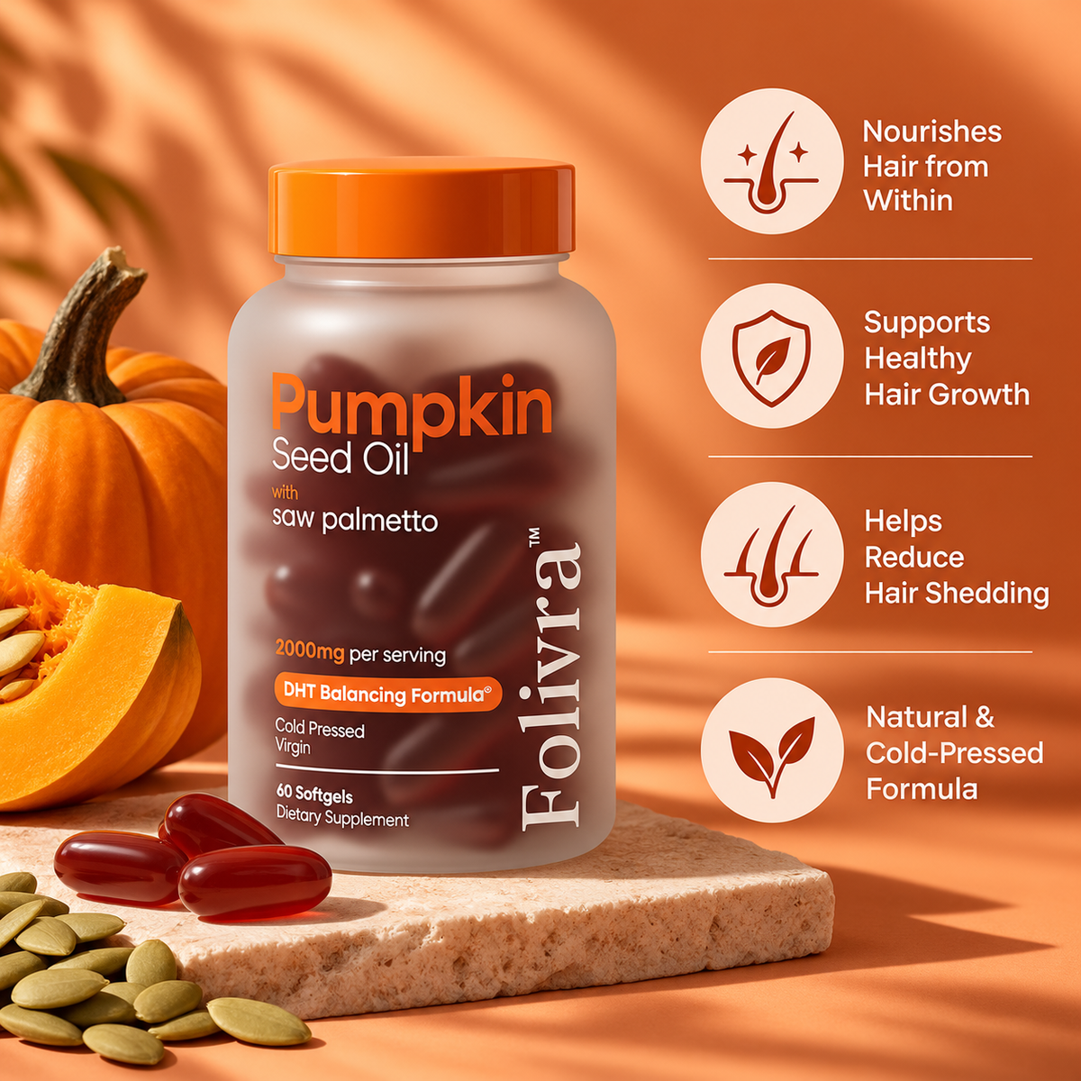 Folivra™ Pumpkin Seed Oil + Saw Palmetto