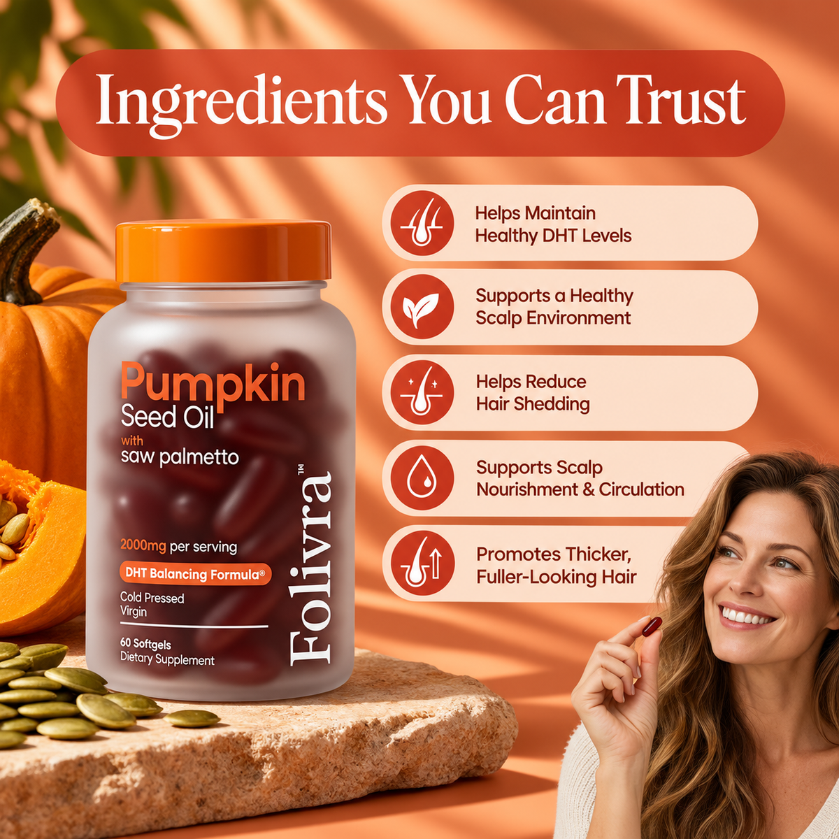 Folivra™ Pumpkin Seed Oil + Saw Palmetto