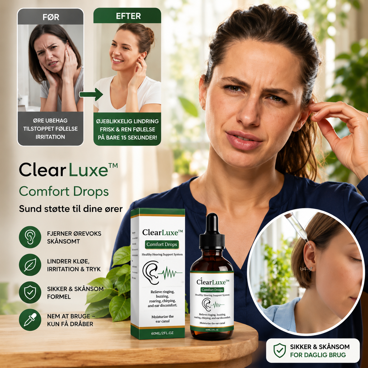 ClearLuxe™ Ørerensende dråber